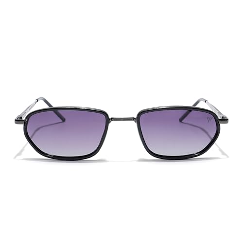 Voyage Unisex Polarized & uv protected Rectangle Sunglasses (Grey & Clear Lens | Grey Frame - PMG6051), 54mm - Image 2