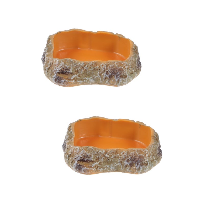 2pcs Reptile Feeding Bowl Resin Reptile Water Dish Food Bowl Reptile Food Water Dish for Lizard Tortoise - Image 1
