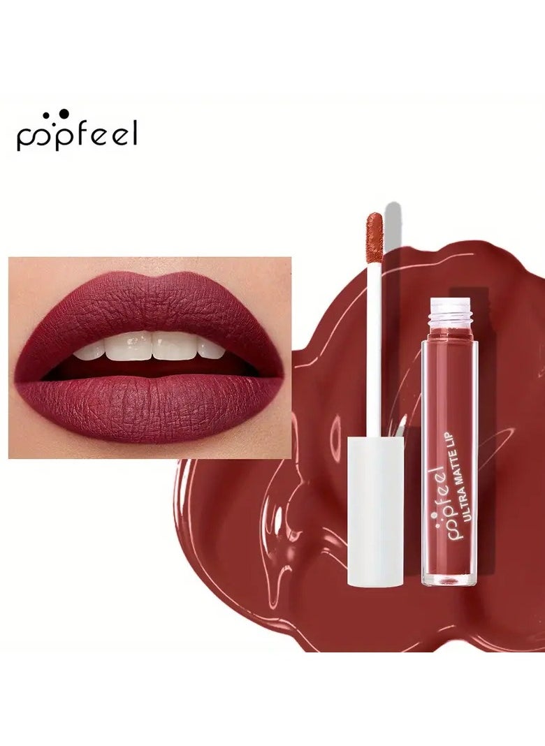 popfeel Non-stick Cup Matte Lip Gloss, Misty Lip Glaze, Non-fading Liquid Lipstick 8 Colors To Choose From Long Lasting High Pigmented Halloween Stage Makeup Valentine's Day Gifts #P301-2  - Image 1