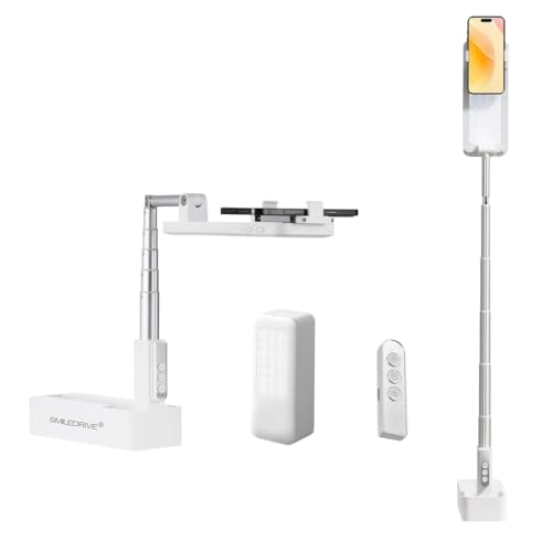 SMILEDRIVE® Mobile Stand for Recording | 360° Rotatable Phone Stand Holder with Rechargeable Dual LED Light | Upto 49” Extendible Selfie Stick Stand | Widely Compatible Smart Phone Holder - Image 1