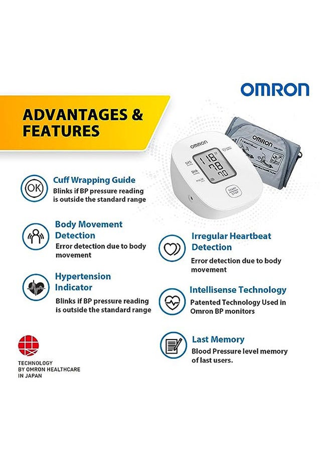 Omron - HEM 7121J Fully Automatic Digital Blood Pressure Monitor With Intellisense Technology And Cuff Wrapping Guide (White) - Image 1