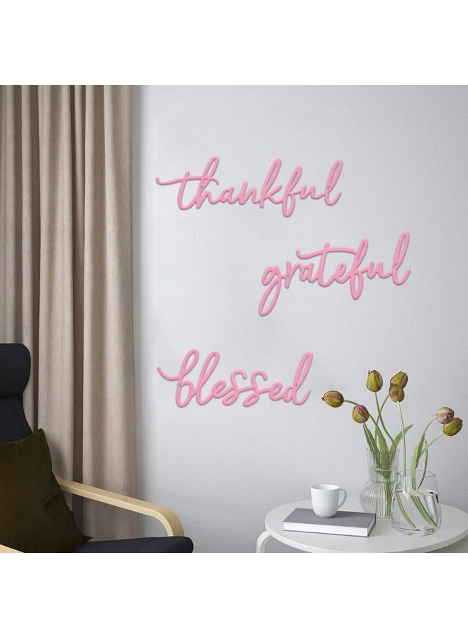 ESTART Thankful Grateful Blessed Letter Sign Metal Wall Decor, 3 Piece Pink Letters Wall Art for Bathroom Bedroom Metal Words Wall Decor for Home Decor (Pink) - Image 5