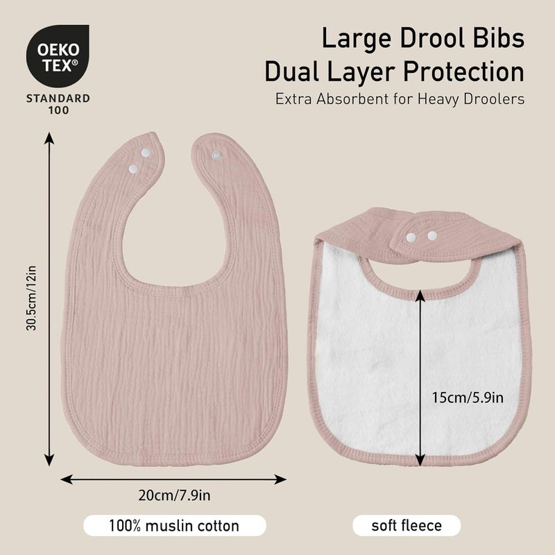 Muslin Drool Bibs for Boys Girls 6 Pack - Adjustable Baby Bibs for Drooling and Teething - Image 4