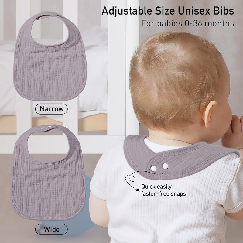 Muslin Drool Bibs for Boys Girls 6 Pack - Adjustable Baby Bibs for Drooling and Teething - Image 5