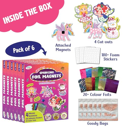 SparkLPlay DIY Art & Craft, Mess-Free (Pack of 6) | Coloring Kit | Birthday Return Gifts for Kids | Per Kit - 6 Magnetic Cutouts & 12 Color Pens. (Wonderland) - Image 3