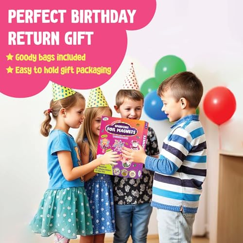 SparkLPlay DIY Art & Craft, Mess-Free (Pack of 6) | Coloring Kit | Birthday Return Gifts for Kids | Per Kit - 6 Magnetic Cutouts & 12 Color Pens. (Wonderland) - Image 2