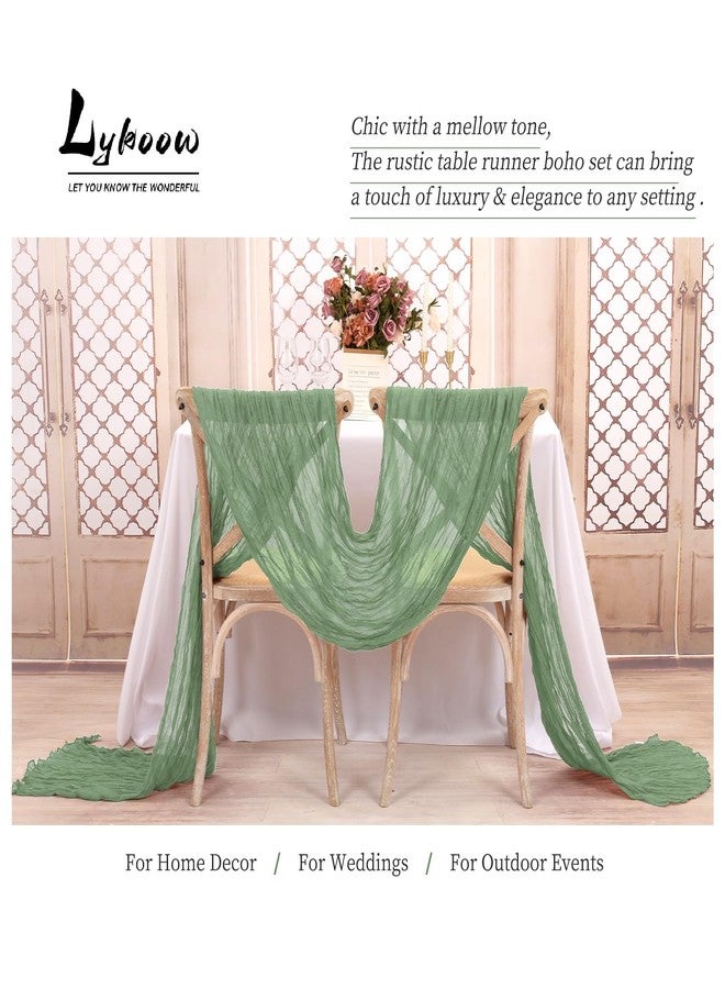 Lykoow 15 Packs Sage Green Cheesecloth Table Runner, 10 Ft Sage Rustic Gauze Boho Wedding Table Runner Decoration, Wedding Table Decor Table Cloth for Wedding Party Bridal Shower Table,21.5x120in - Image 5