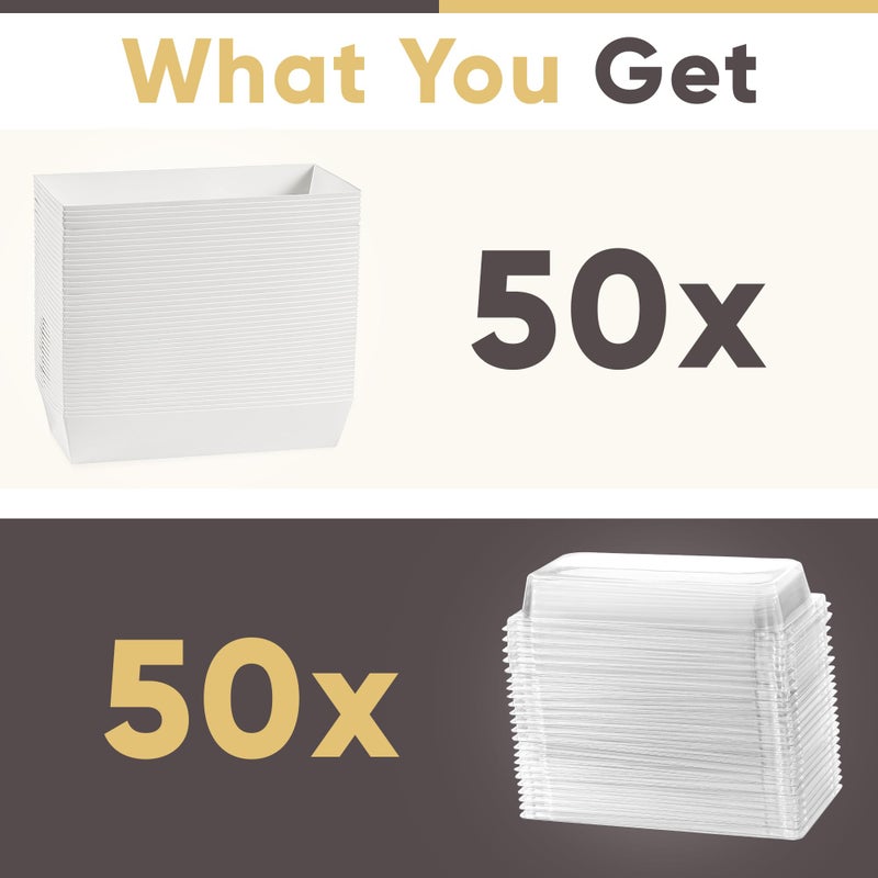 Leafiew 50 Pack 7.5x3.3 Inches Small Charcuterie Boxes with Clear Lids - To Go Paper Mini Treat Box, Charcuterie Boards Accessories, Dessert Boxes, Cookie, Cake Slice, Chocolate Strawberry, Donut (White) - Image 3