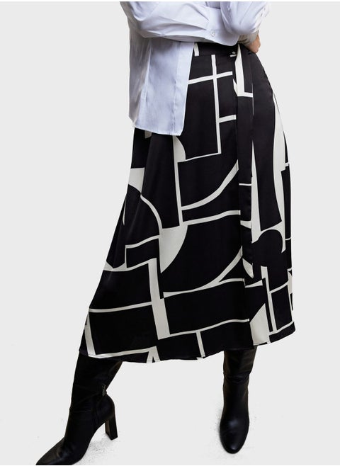 Printed Midi Skirt
