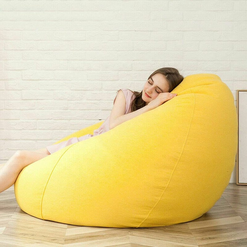 Generic Generic Brand Combo Bean Bag Cover with Footstool Without Beans Yellow SizeXXXLFaux Leather  - Image 3