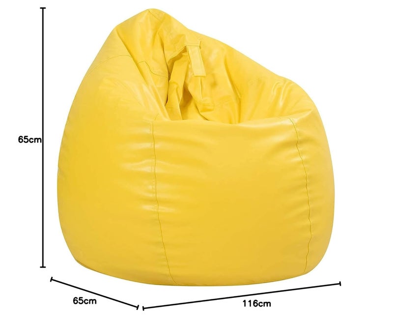 Generic Generic Brand Combo Bean Bag Cover with Footstool Without Beans Yellow SizeXXXLFaux Leather  - Image 2