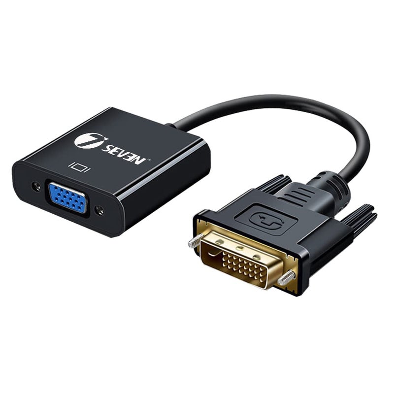 7-Seven 7SEVEN™ DVI to VGA Adapter, 1080p Active DVI-D Male to VGA Female Adapter Converter 24+1 Male to Female Adapter - Black - Image 5