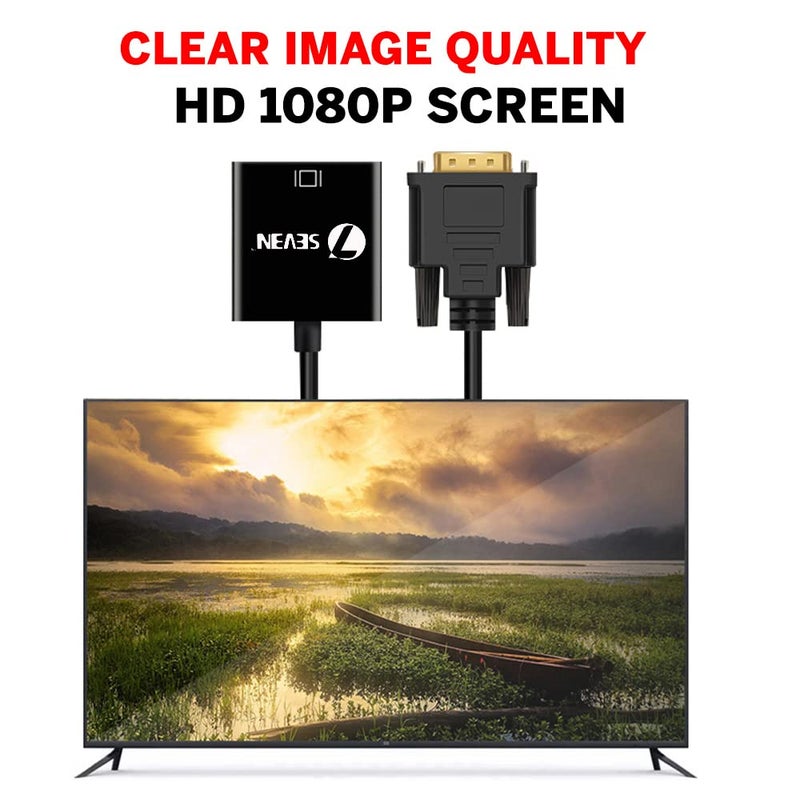 7-Seven 7SEVEN™ DVI to VGA Adapter, 1080p Active DVI-D Male to VGA Female Adapter Converter 24+1 Male to Female Adapter - Black - Image 4