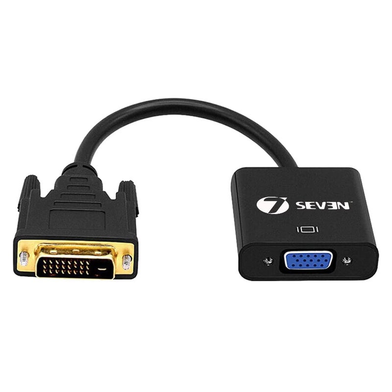 7-Seven 7SEVEN™ DVI to VGA Adapter, 1080p Active DVI-D Male to VGA Female Adapter Converter 24+1 Male to Female Adapter - Black - Image 1