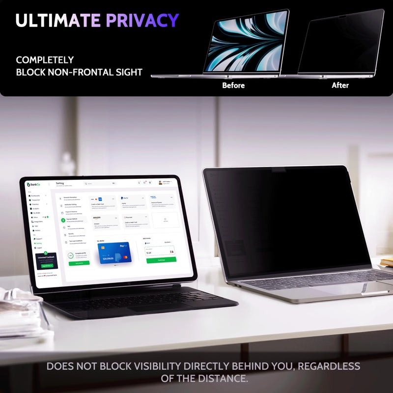 Peslv Privacy Screen for MacBook Pro 14 Inch (2021-2024, M1, M2, M3, M4), MagicSuction™ Removable Anti Spy Black Protector, Glare Blue Light Filter for Mac Laptop Computer - Image 4