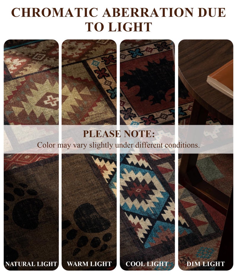 YIHOUSE Rustic Cabin Area Rug 5x7,Machine Washable Lodge Bear Rug,Non-Slip Low Pile Print Pattern Southwestern Rug for Living Room Bedroom - Image 4