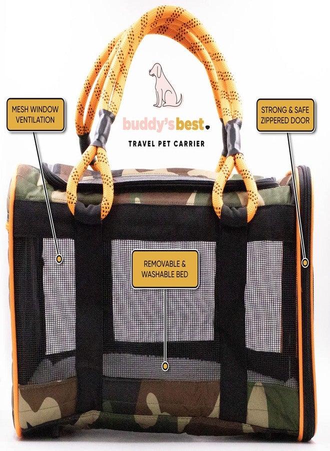 Buddy's Best Airline Approved Pet Carrier - White & Pink Heavy Duty, Fits Under Seat, TSA Compliant, Ventilated Mesh Design w/Waterproof Base & Reflective Safety Strips - Image 4
