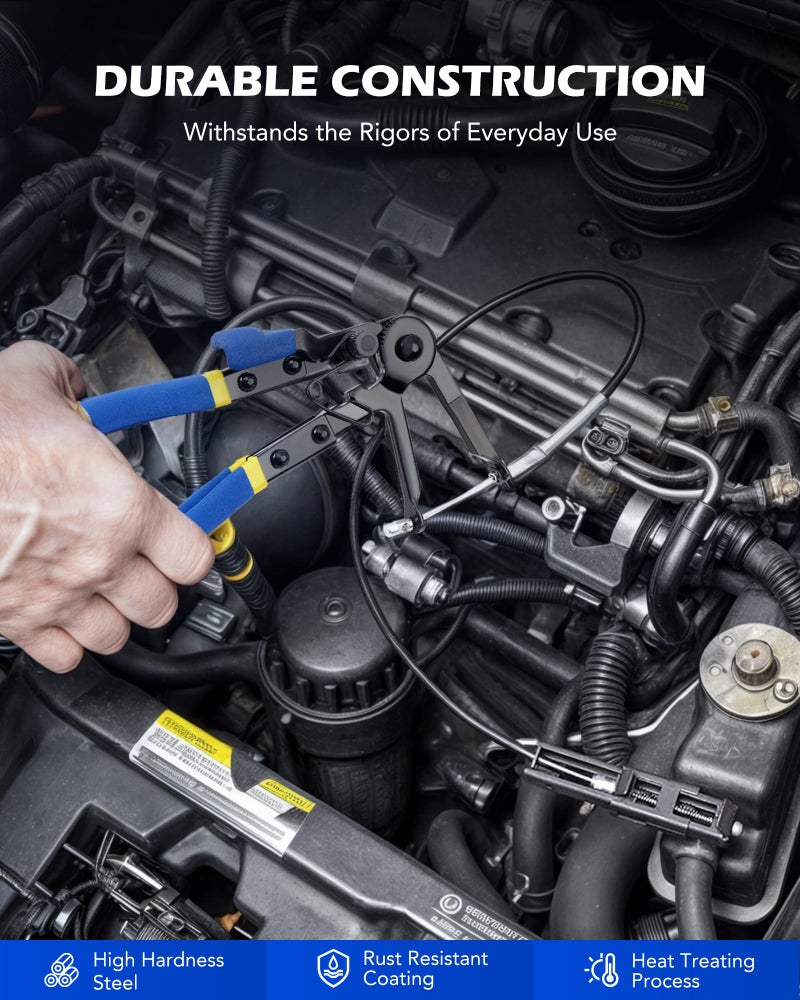 Orion Motor Tech أدوات تثبيت الخراطيم من أوريون موتور تك 9 قطع لخرطوم الوقود والزيت والماء، مجموعة أدوات إزالة مشابك الخراطيم الطويلة مع فك دوار من نوع كليك آر، مقبض مسطح، صندوق، أزرق - Image 5
