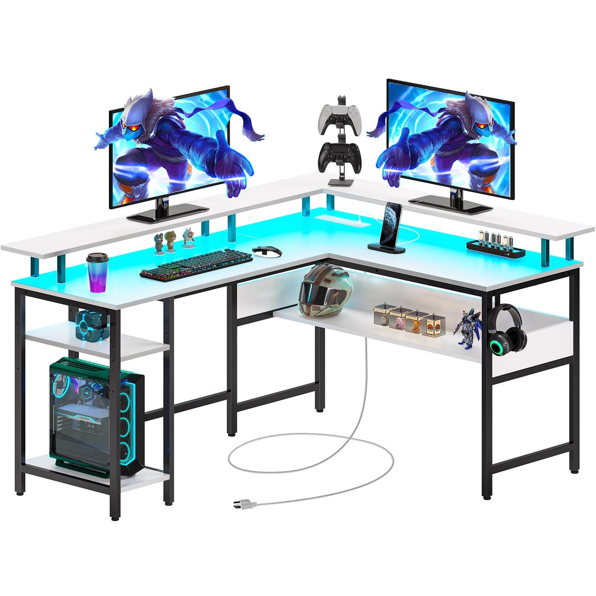 Rolanstar Rolanstar Computer Desk L Shaped 567 with LED Lights and ...