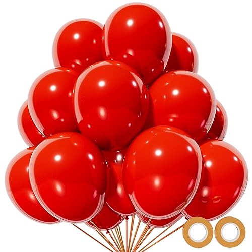 KUULBELA Red Balloon 110pcs, Red Latex Balloons12 inch for Birthday Valentine's Day Wedding(with 2 Ribbons). - Image 1