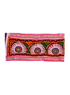 Ethnics of Kutch Ethnics of Kutch Ahir Work Cotton Hand Embroidered Mirror Work Handwork Patch 30 cms Length Pink 22402A  - Image 2