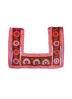 Ethnics of Kutch Ethnics of Kutch Ahir Work Cotton Hand Embroidered Mirror Work Handwork Patch 30 cms Length Pink 22402A  - Image 1