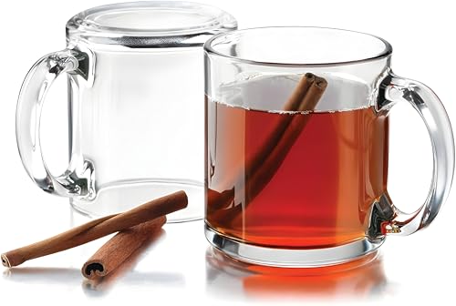 Bexter Pack of 2 Clear Glass Coffee Mugs – 13 oz Heavy-Duty Thick-Walled Cups for Hot Beverages – Durable, Elegant, Heat-Resistant Glassware for Coffee, Tea, Lattes, and More - Image 2
