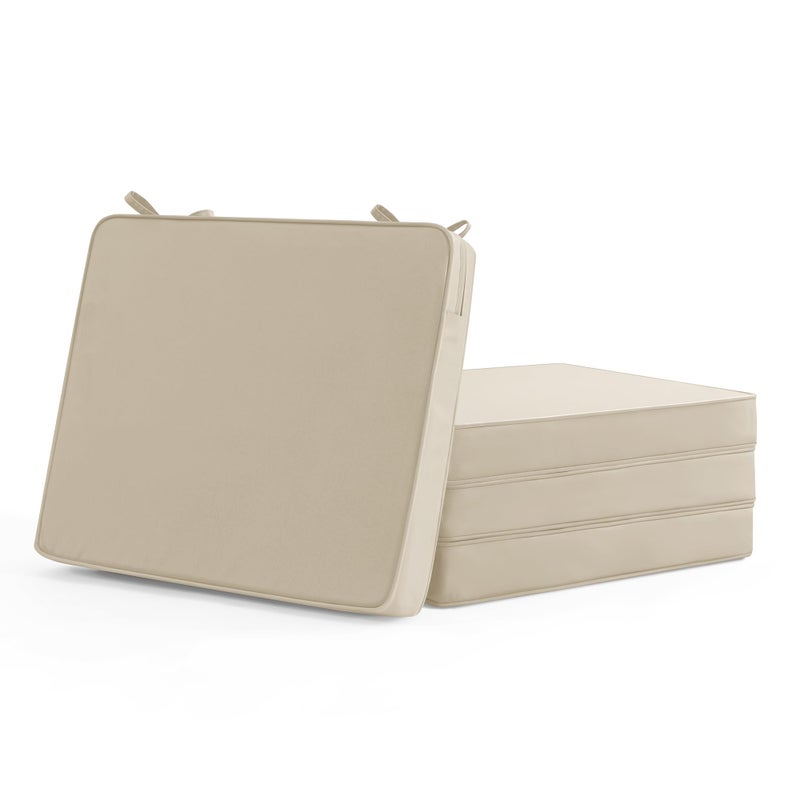 Summsun Outdoor Chair Cushions Set of 4: Waterproof & Fade Resistant Seat Cushion for Patio Furniture - 18.5 x 16 x 2 Inch Chair Pads with Ties and Hidden Zipper - Patio Chair Cushion Replacement, Beige - Image 1