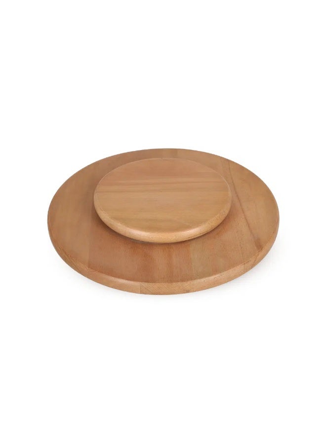 ساس لوح تقديم دوار ، دائرى مقاس 34.5أرتفاع 5 سم ر، خشب زان طبيعى - Image 1