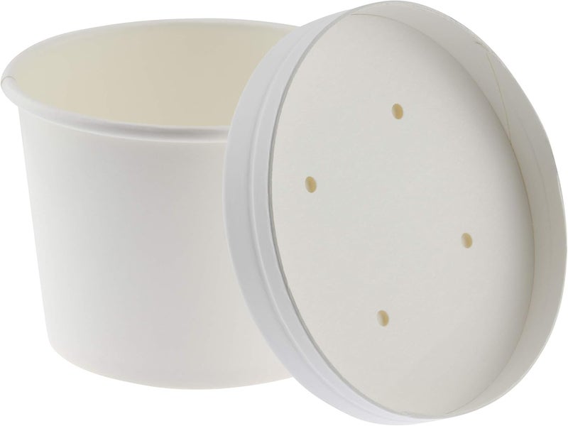 NYHI Kraft 50 Pack 16 oz White Paper Bowls Soup Storage Containers With Lids Insulated Take Out Disposable Food Storage Cups For Hot Cold Foods To Go Bowls With Vented Lids - Image 4