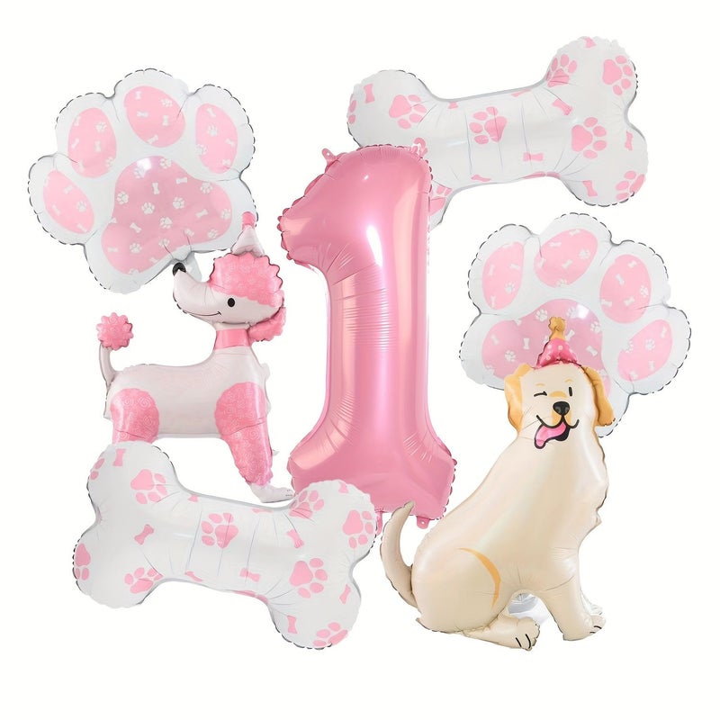 Standing Labrador Number 1 Pet Bone Paw Poodle Foil Balloons For Birthday Party Home Decor Anniversary Celebration Atmosphere - Image 2
