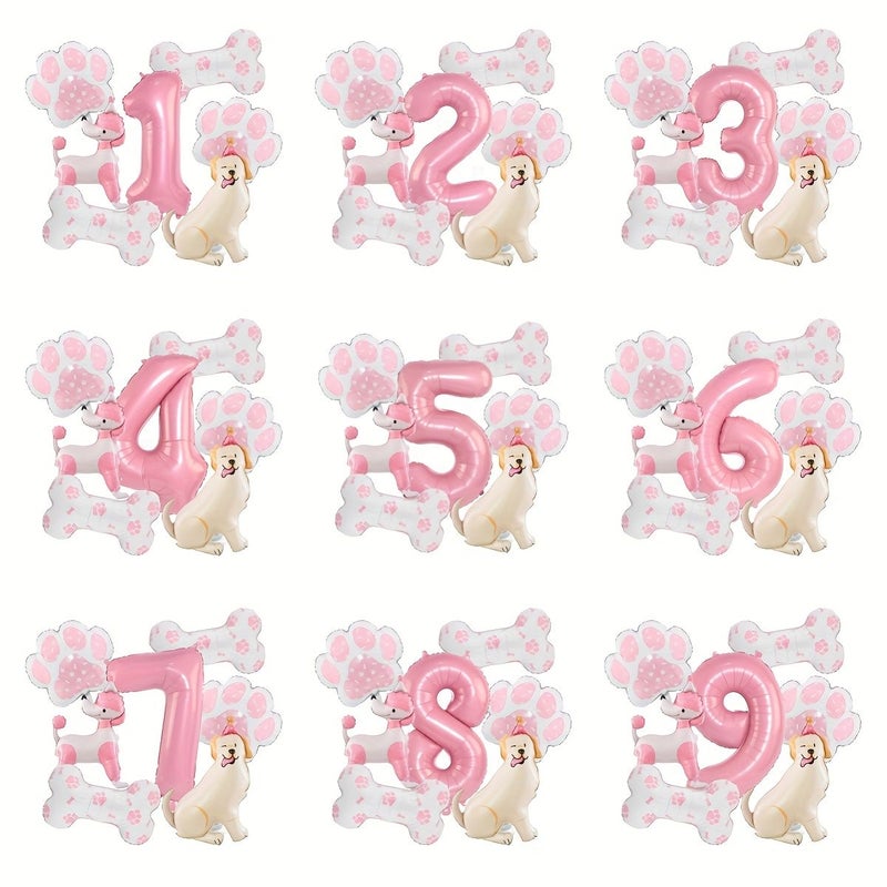 Standing Labrador Number 1 Pet Bone Paw Poodle Foil Balloons For Birthday Party Home Decor Anniversary Celebration Atmosphere - Image 1