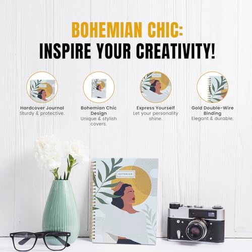 mudrit Spiral Notebook, Single Ruled Gold Wiro Hardbound, Size B5, 100 GSM Paper, 96 Pages, Perfect for journaling, doodling, Office use, Ideal for Profesionals & Students (Bohemian Chic) - Image 2