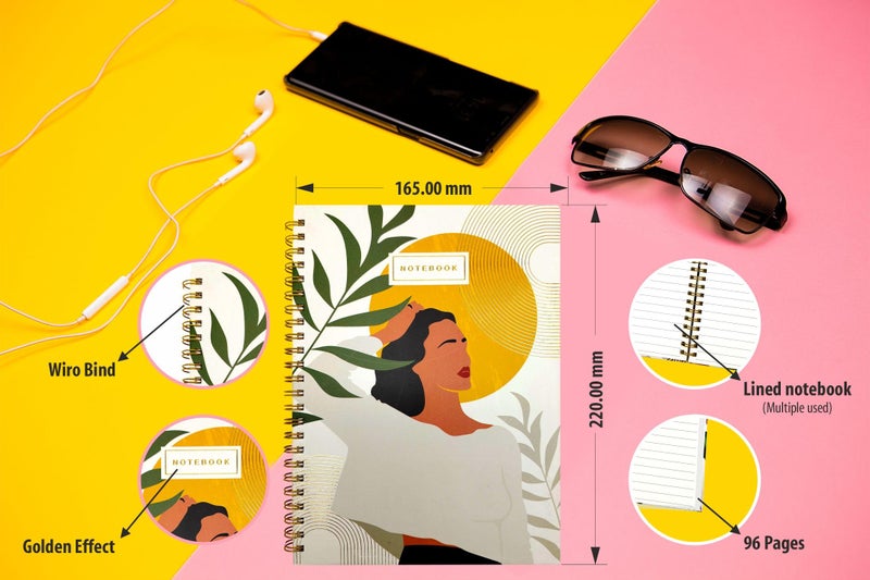 mudrit Spiral Notebook, Single Ruled Gold Wiro Hardbound, Size B5, 100 GSM Paper, 96 Pages, Perfect for journaling, doodling, Office use, Ideal for Profesionals & Students (Bohemian Chic) - Image 4