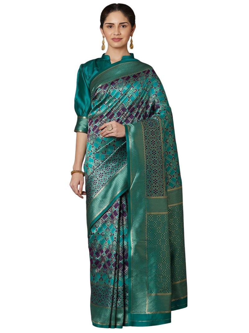 LACOSSI Pure Fancy Kanjivaram Jacquard Silk Saree Banarasi Silk Saree Rich Pallu Design Woven Jacquard Trendy Special Occassion Wear With Unstitched Blouse Piece 2025 Trendy (Apple-2723) - Image 1