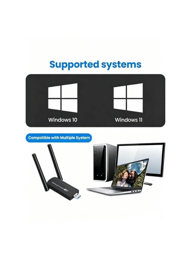 نيكور محول USB للشبكة اللاسلكية (WiFi) - مستقبل خارجي ثلاثي النطاق (6 جيجاهرتز/5 جيجاهرتز/2.4 جيجاهرتز) بسرعة 5400 ميجابت في الثانية، يدعم تقنيات OFDMA وMU-MIMO وUSB 3.0، ومزود بخاصية التوصيل والتشغيل (Plug & Play) لأجهزة الكمبيوتر المكتبية والمحمولة. - Image 4