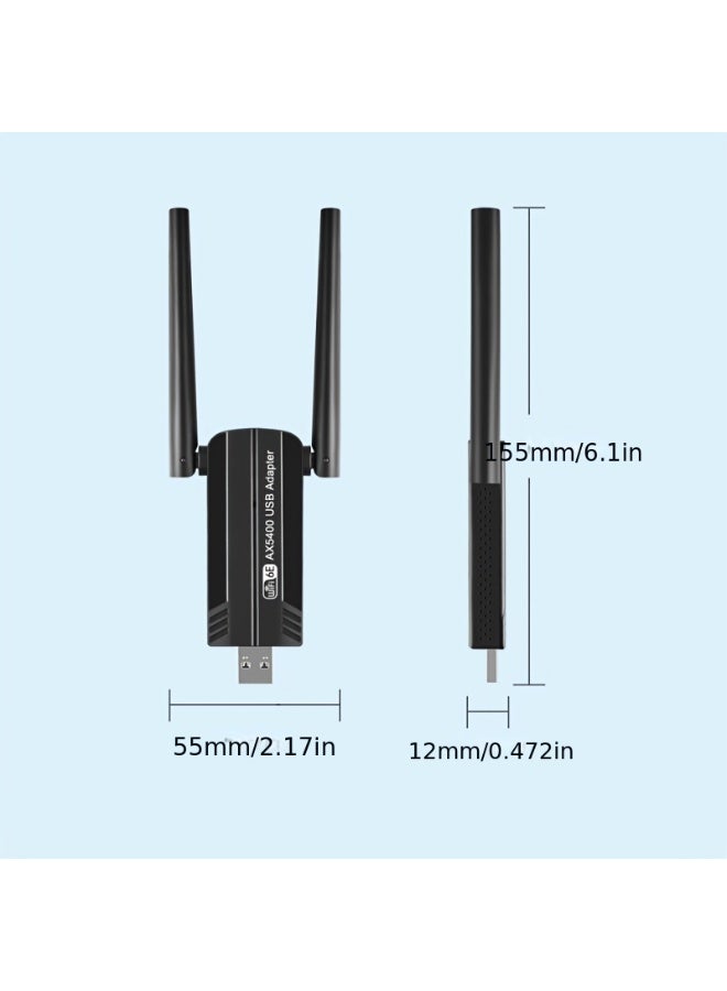 Nicor USB WiFi Adapter - 5400 Mbps Tri-Band 6GHz/5GHz/2.4GHz Wireless Network External Receiver, OFDMA, MU-MIMO, USB 3.0, Plug & Play for PC/Laptop/Desktop - Image 2