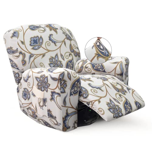 Iauddy Recliner Slipcover-Stretch Soft Slip Reclining Chair Slipcovers 4 -Pieces Furniture Protector for Recliner with Pocket Fitted Sofa Couch Cover Lazy Boy Chair Cover - Image 1