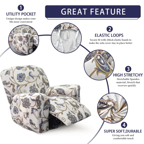 Iauddy Recliner Slipcover-Stretch Soft Slip Reclining Chair Slipcovers 4 -Pieces Furniture Protector for Recliner with Pocket Fitted Sofa Couch Cover Lazy Boy Chair Cover - Image 3