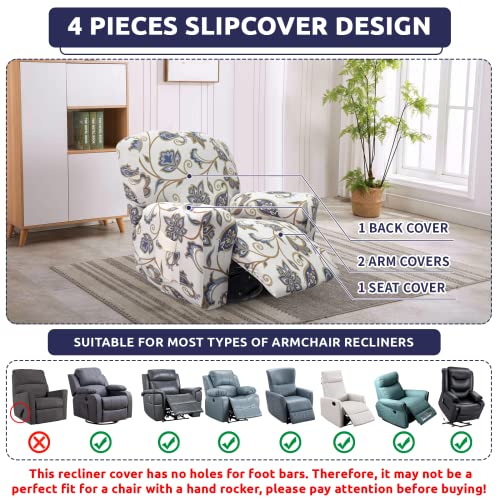 Iauddy Recliner Slipcover-Stretch Soft Slip Reclining Chair Slipcovers 4 -Pieces Furniture Protector for Recliner with Pocket Fitted Sofa Couch Cover Lazy Boy Chair Cover - Image 4