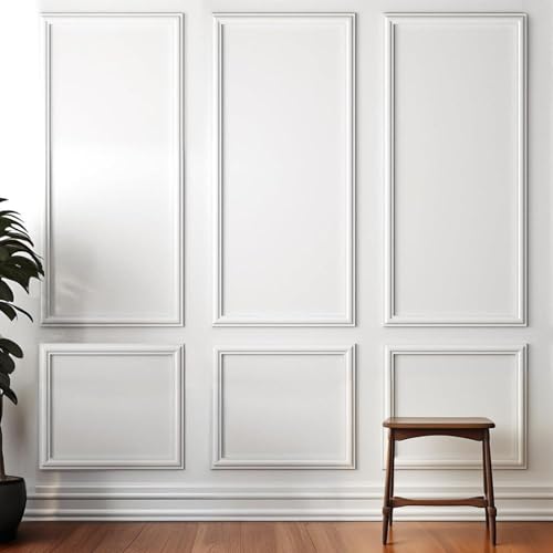 TRAIN2 ART Peel and Stick Wall Molding Kit,6 Sets Pre-Cut Wainscoting Panels for Interior Wall Moulding Decor,Pre Made Wainscoting Wall Panel for Home Decoration Accent Wall (24x54in) - Image 1