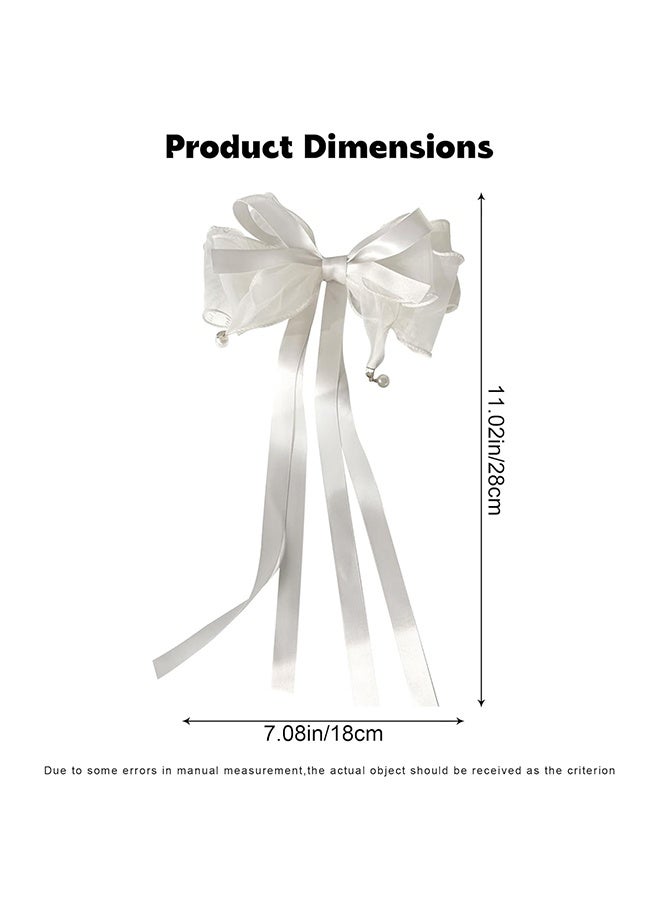 Bow Clips for Women, 7.08 x 11.02 Inches White Hair Bow for Women Bow Hair Clips Women, White Bow for Hair Bow Clips for Women White Hair Bows for Women Clip White Bow Hair Clip for Women - Image 3