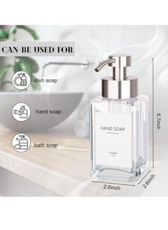 UUJOLY Foaming Soap Dispenser with Stainless Steel Pump, 12oz Refillable Glass Liquid Dish Soap Bottles for Bathroom, Kitchen Sink, Home Décor  - Image 3