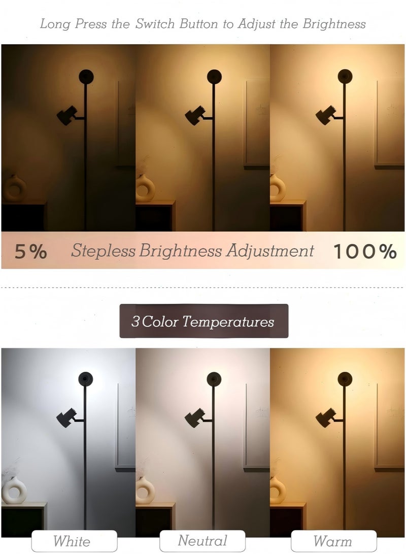 18W LED Floor Lamp, Modern Dimmable Standing Lamp with Remote & Touch Control,3 Color Temperatures, Rotatable LED Light Floor Lamps for Living Room, Bedroom, Office,Hotel Lighting,White - Image 3