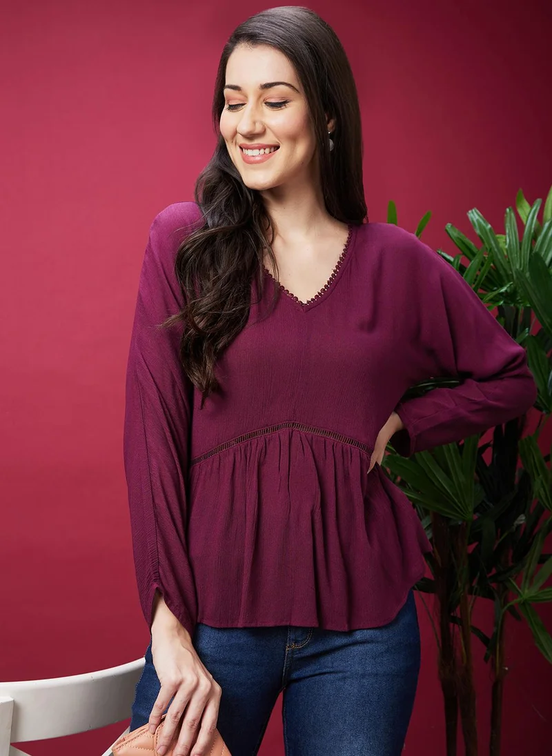 globus Globus Women V-Neck Gathered Empire Top