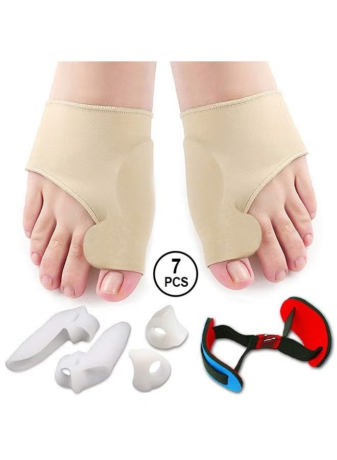 7Pcs Bunion Corrector Set, Bunion Pain Relief Protector Sleeves Kit, Relief Pain in Hallux Valgus, Big Toe Spacer Separators Brace Straighteners Splint - Image 1
