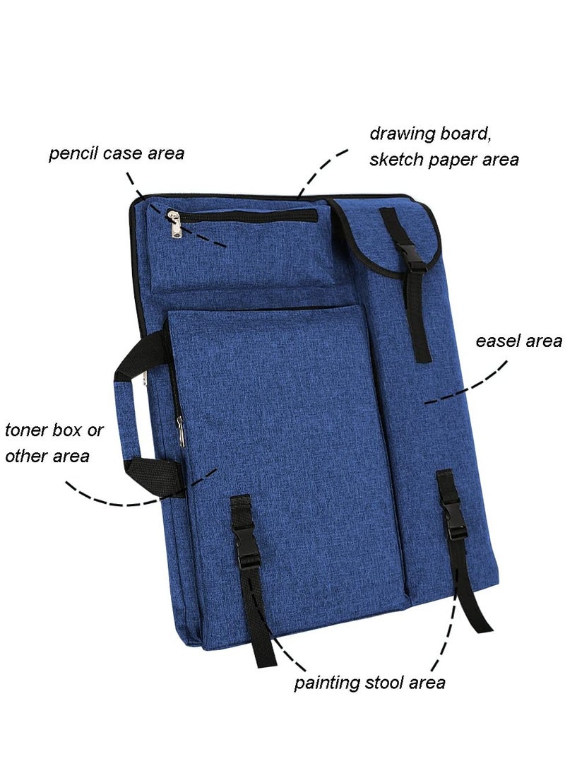 Art Portfolio Case Bag, Art Canvas Portfolio Case with Shoulder Strap & Handle, Light Weight Artists Carry Bag for Artwork, Poster, Sketching, And Drawing, 18.5 X 25.5in, Blue