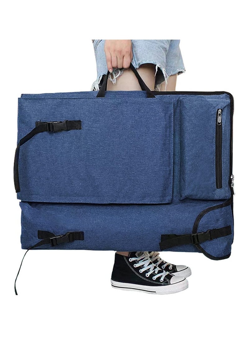 Art Portfolio Case Bag, Art Canvas Portfolio Case with Shoulder Strap & Handle, Light Weight Artists Carry Bag for Artwork, Poster, Sketching, And Drawing, 18.5 X 25.5in, Blue