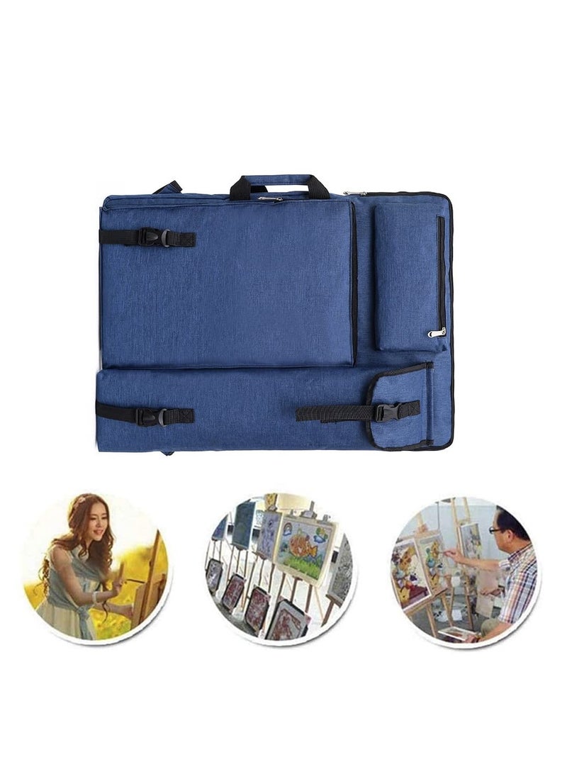 Art Portfolio Case Bag, Art Canvas Portfolio Case with Shoulder Strap & Handle, Light Weight Artists Carry Bag for Artwork, Poster, Sketching, And Drawing, 18.5 X 25.5in, Blue