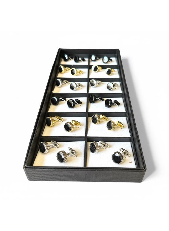 ركس طقم كبك رجالي فاخرة مجموعة متنوعة من الكف لينك بتصميم كلاسيكي و عصري مكونة من 12 زوج من الكبك 69849 - Image 1